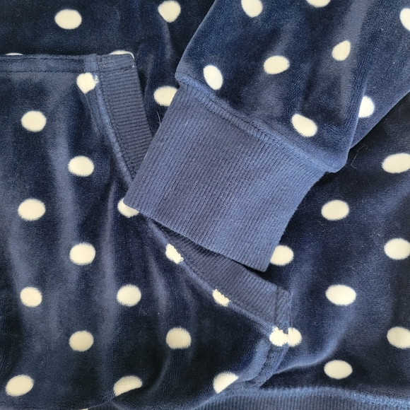 Jenni Intimates Polka Dot Velour Lounge Wear Set Hoodie & Pant Set L EUC Navy - Picture 6 of 16